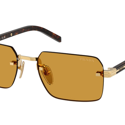 Prada PRD55S Rectangle Sunglasses  5AK50P-Gold 55-145-19 - Color Map Gold