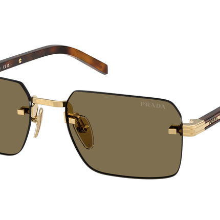 Prada PRD55S Rectangle Sunglasses  5AK90F-Gold 55-145-19 - Color Map Gold