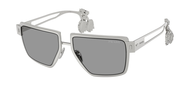 Prada PRD56S Square Sunglasses  1BC50Q-Silver 55-160-17 - Color Map Silver