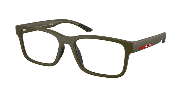 Prada Linea Rossa PS01RVF Rectangle Eyeglasses  15X1O1-Matte Militry Green 56-145-18 - Color Map Green