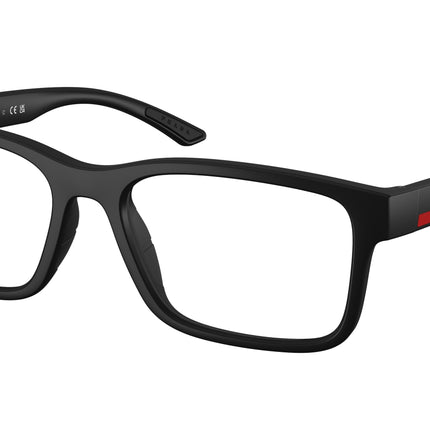 Prada Linea Rossa PS01RVF Rectangle Eyeglasses  DG01O1-Black Rubber 56-145-18 - Color Map Black