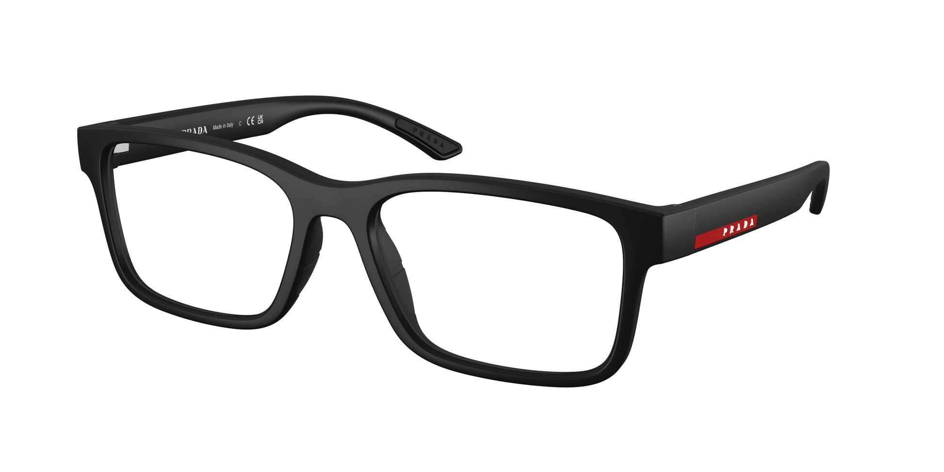 Prada Linea Rossa PS01RVF Rectangle Eyeglasses  DG01O1-Black Rubber 56-145-18 - Color Map Black