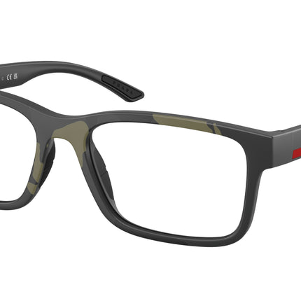 Prada Linea Rossa PS01RV Rectangle Eyeglasses  14X1O1-Mimetic Green Rubber 56-145-18 - Color Map Green