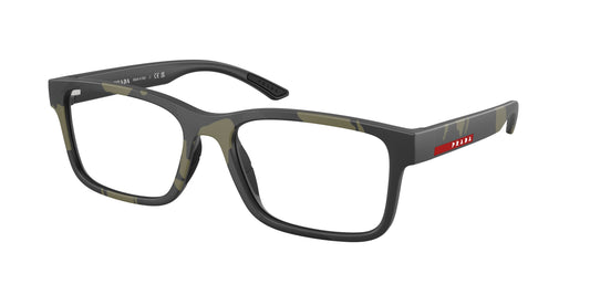Prada Linea Rossa PS01RV Rectangle Eyeglasses  14X1O1-Mimetic Green Rubber 56-145-18 - Color Map Green