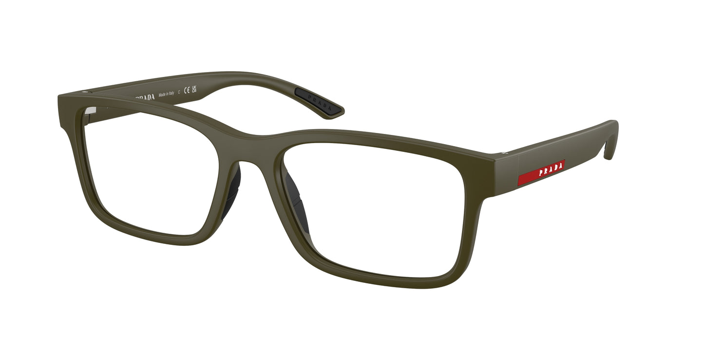 Prada Linea Rossa PS01RV Rectangle Eyeglasses  15X1O1-Matte Militry Green 56-145-18 - Color Map Green