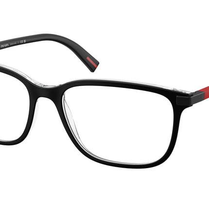 Prada Linea Rossa PS02RV Pillow Eyeglasses  03I1O1-Top Matte Black On Crystal 56-145-17 - Color Map Black