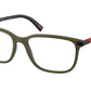Prada Linea Rossa PS02RV Pillow Eyeglasses  15X1O1-Matte Military Green 56-145-17 - Color Map Green