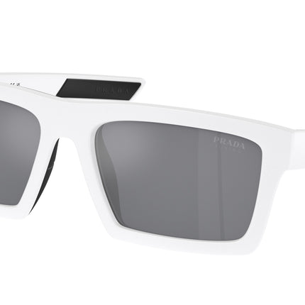 Prada Linea Rossa PS02ZSU Rectangle Sunglasses  17S40A-Matte White/Black Rubber 58-145-18 - Color Map White