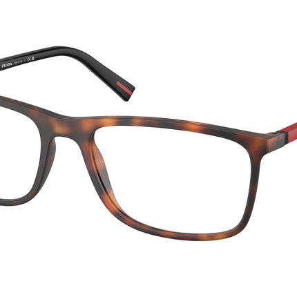 Prada Linea Rossa PS03QV Rectangle Eyeglasses  17X1O1-Dark Havana Rubbered 57-145-18 - Color Map Tortoise
