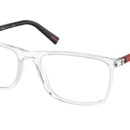 Prada Linea Rossa PS03QV Rectangle Eyeglasses  2AZ1O1-Crystal 57-145-18 - Color Map Transparent