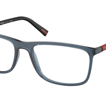 Prada Linea Rossa PS03QV Rectangle Eyeglasses  CZH1O1-Transparent Avio 57-145-18 - Color Map Blue