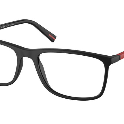 Prada Linea Rossa PS03QV Rectangle Eyeglasses  DG01O1-Black Rubbered 57-145-18 - Color Map Black