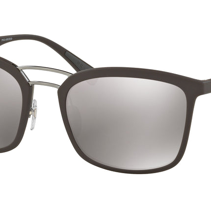 Prada Linea Rossa PS03SS Rectangle Sunglasses  UB05K0-Brown Rubber 56-140-21 - Color Map Brown