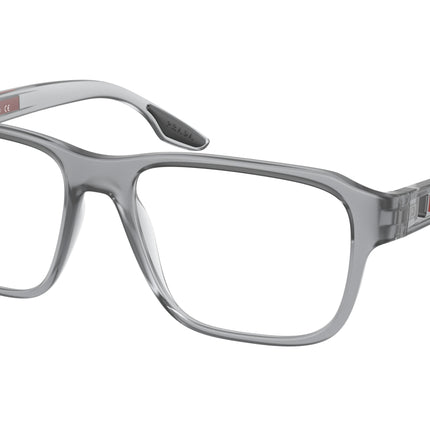 Prada Linea Rossa PS04NV Rectangle Eyeglasses  14C1O1-Grey Transparent Rubber 54-145-17 - Color Map Grey
