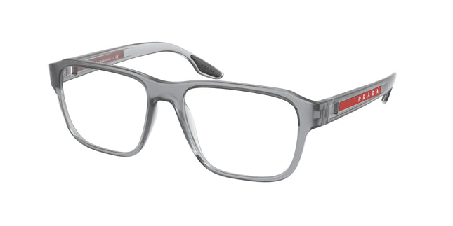 Prada Linea Rossa PS04NV Rectangle Eyeglasses  14C1O1-Grey Transparent Rubber 54-145-17 - Color Map Grey