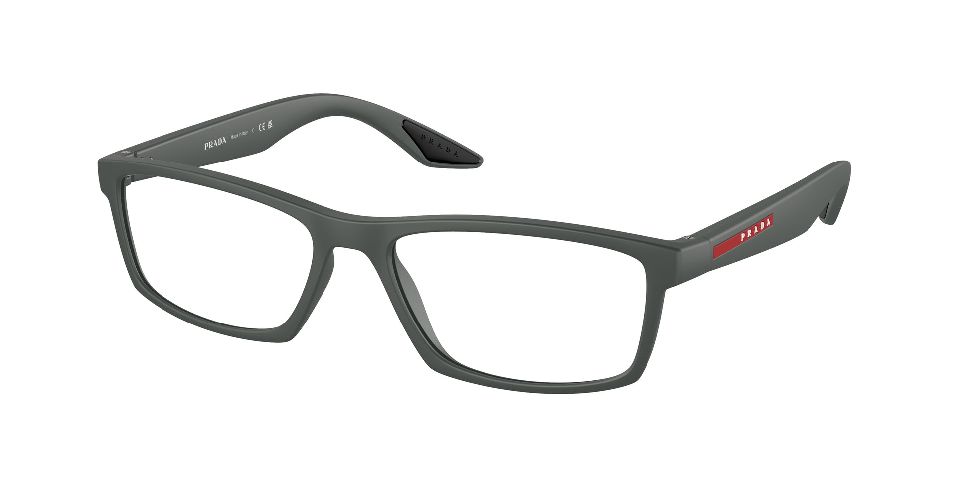 Prada Linea Rossa PS04PV Rectangle Eyeglasses  CCH1O1-Green Rubber 56-145-17 - Color Map Green