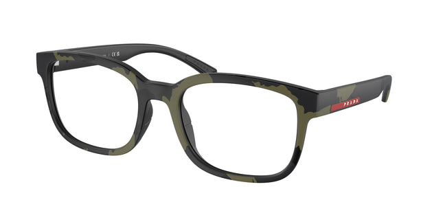Prada Linea Rossa PS05QV Pillow Eyeglasses  14X1O1-Green Mimetic Rubbered 56-145-20 - Color Map Green
