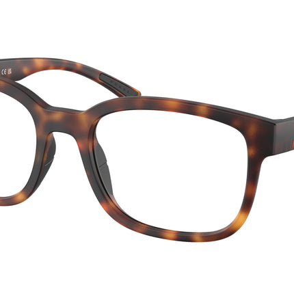 Prada Linea Rossa PS05QV Pillow Eyeglasses  17X1O1-Dark Havana Rubbered 56-145-20 - Color Map Tortoise