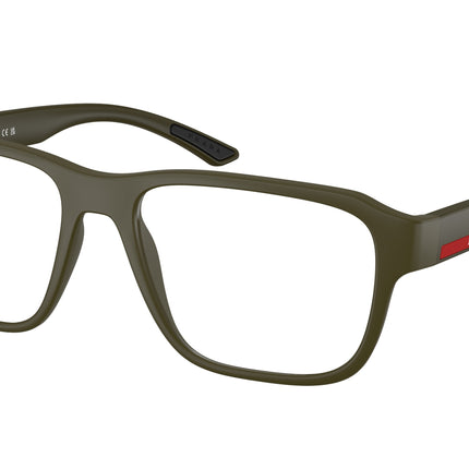Prada Linea Rossa PS05RV Irregular Eyeglasses  15X1O1-Matte Green 54-145-17 - Color Map Green