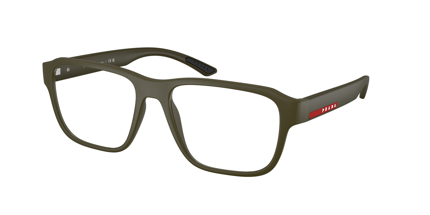 Prada Linea Rossa PS05RV Irregular Eyeglasses  15X1O1-Matte Green 54-145-17 - Color Map Green