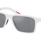 Prada Linea Rossa PS05YSF Rectangle Sunglasses  TWK40A-White Rubber 58-145-17 - Color Map White