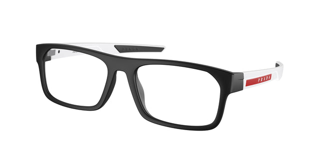 Prada Linea Rossa PS08OV Rectangle Eyeglasses  14Q1O1-Matte Black 57-140-18 - Color Map Black