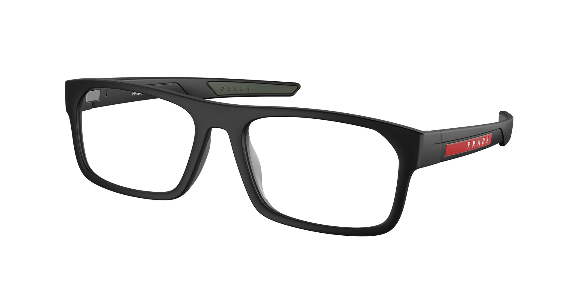 Prada Linea Rossa PS08OV Rectangle Eyeglasses  18P1O1-Matte Black 57-140-18 - Color Map Black