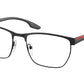 Prada Linea Rossa LIFESTYLE PS50LV Irregular Eyeglasses  4891O1-Black Rubber 55-145-19 - Color Map Black