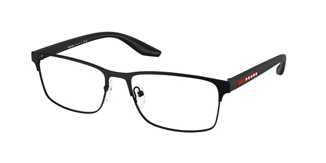 Prada Linea Rossa PS50PV Rectangle Eyeglasses  1BO1O1-Matte Black 55-145-17 - Color Map Black