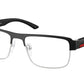 Prada Linea Rossa PS51RV Rectangle Eyeglasses  1BO1O1-Matte Black/Silver 56-145-18 - Color Map Black