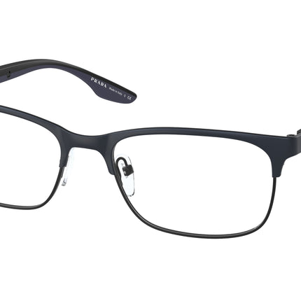 Prada Linea Rossa PS52NV Pillow Eyeglasses  07P1O1-Blue Rubber/Black Rubber 55-145-18 - Color Map Blue
