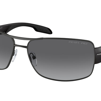 Prada Linea Rossa PS53NS Rectangle Sunglasses  DG05W1-Black Rubber 65-130-16 - Color Map Black