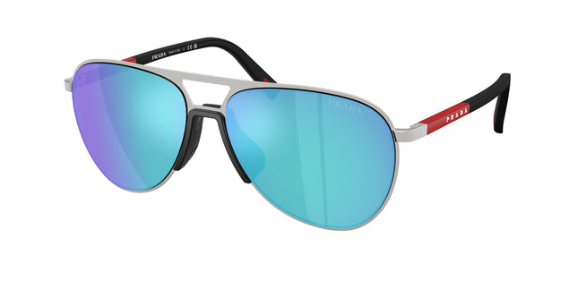 Prada Linea Rossa PS53ZS Pilot Sunglasses  1BC08R-Silver 59-145-15 - Color Map Silver
