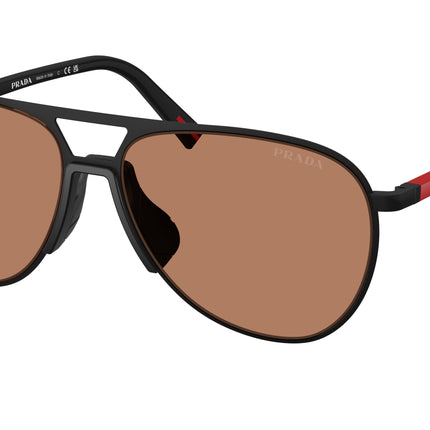 Prada Linea Rossa PS53ZS Pilot Sunglasses  DG020D-Black Rubbered 59-145-15 - Color Map Black