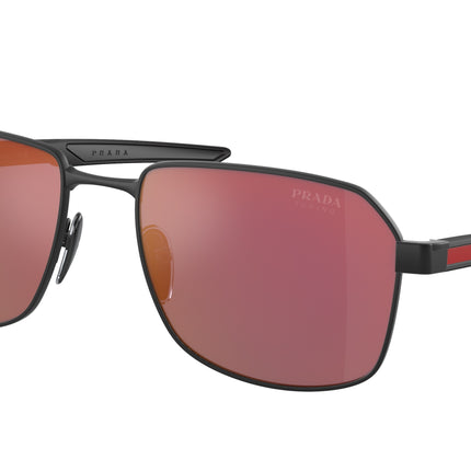 Prada Linea Rossa PS54WS Rectangle Sunglasses  DG010A-Black Rubber 57-140-18 - Color Map Black