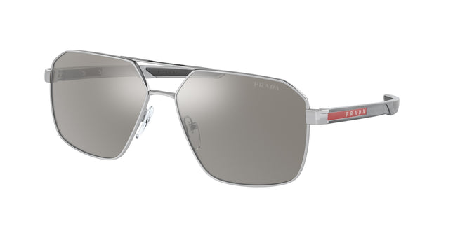 Prada Linea Rossa PS55WS Irregular Sunglasses  1BC07F-Silver 60-140-14 - Color Map Silver