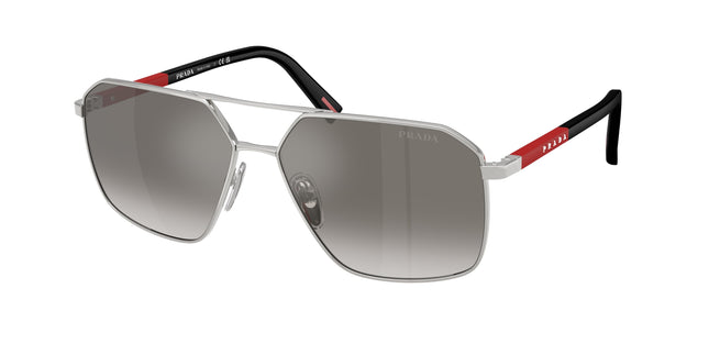 Prada Linea Rossa PSA50S Irregular Sunglasses  1BC02M-Silver 60-145-14 - Color Map Silver