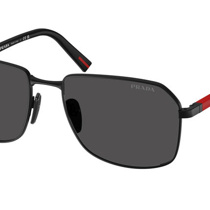 Prada Linea Rossa PSA51S Rectangle Sunglasses  1BO06F-Matte Black 57-145-18 - Color Map Black