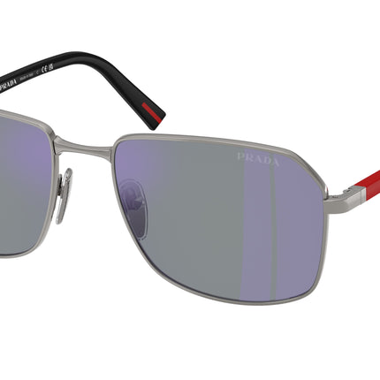 Prada Linea Rossa PSA51S Rectangle Sunglasses  5AV10J-Gunmetal 57-145-18 - Color Map Grey