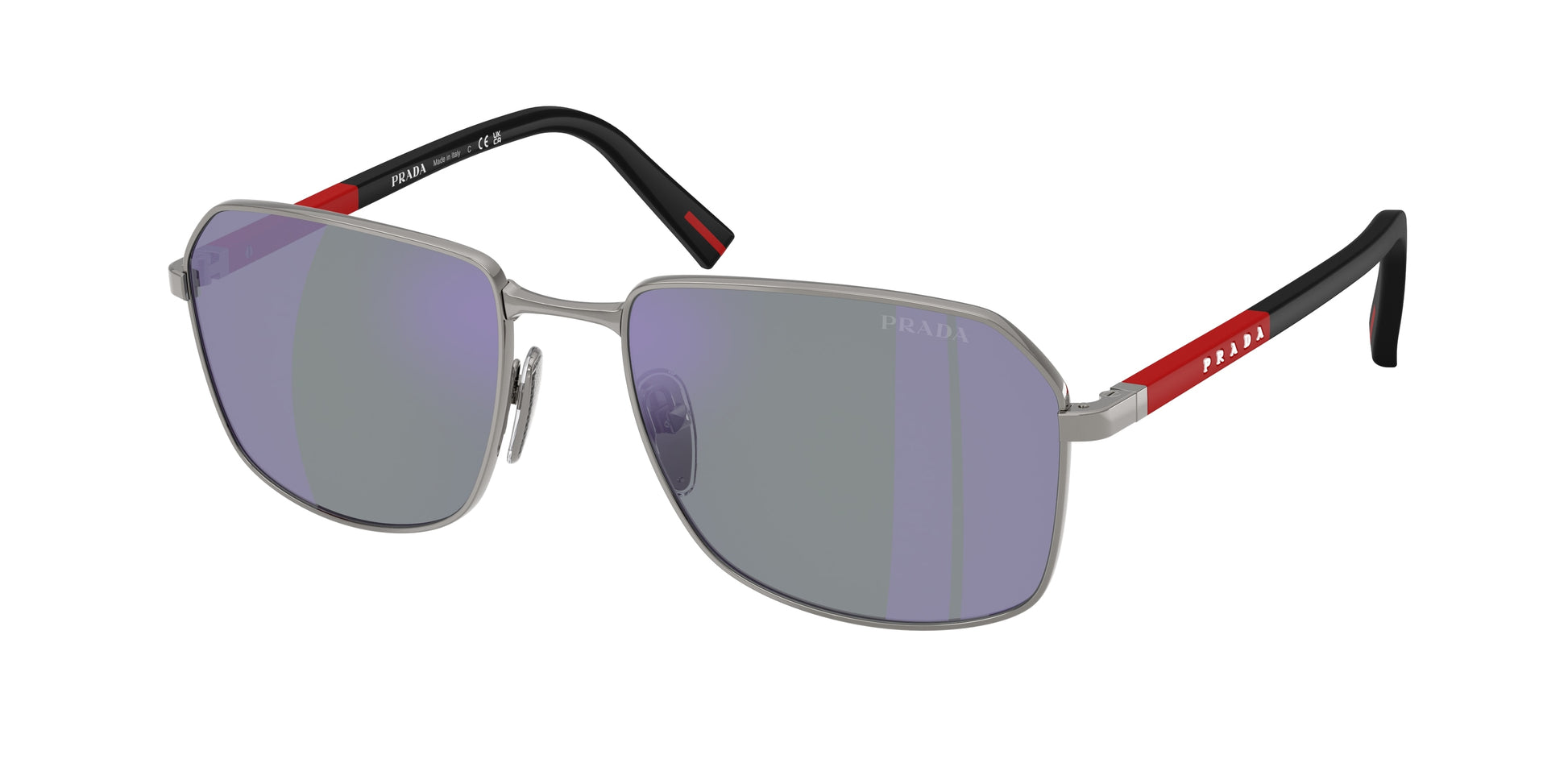 Prada Linea Rossa PSA51S Rectangle Sunglasses  5AV10J-Gunmetal 57-145-18 - Color Map Grey