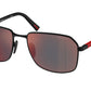Prada Linea Rossa PSA51S Rectangle Sunglasses  DG008F-Rubber Black 57-145-18 - Color Map Black