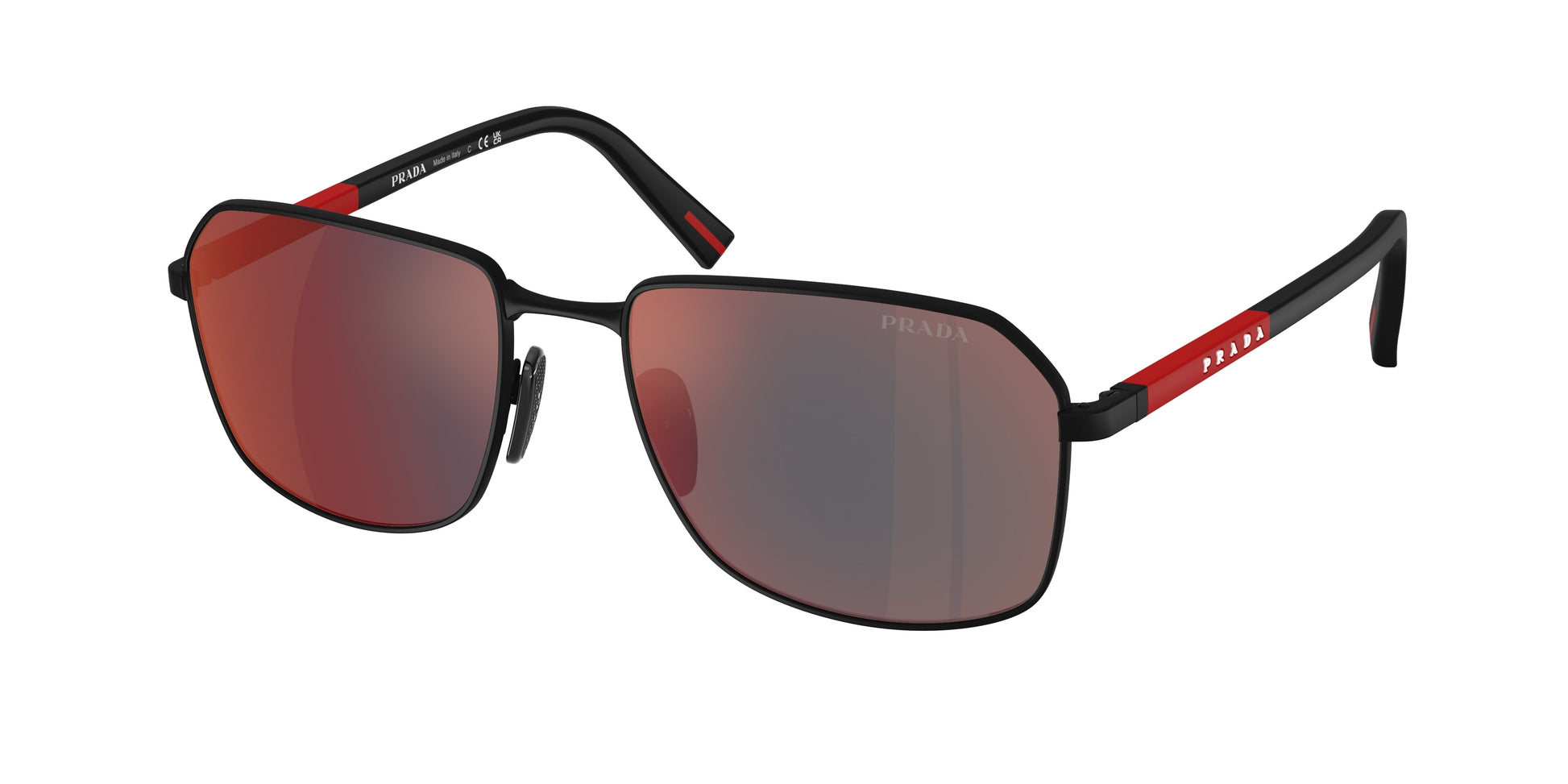 Prada Linea Rossa PSA51S Rectangle Sunglasses  DG008F-Rubber Black 57-145-18 - Color Map Black
