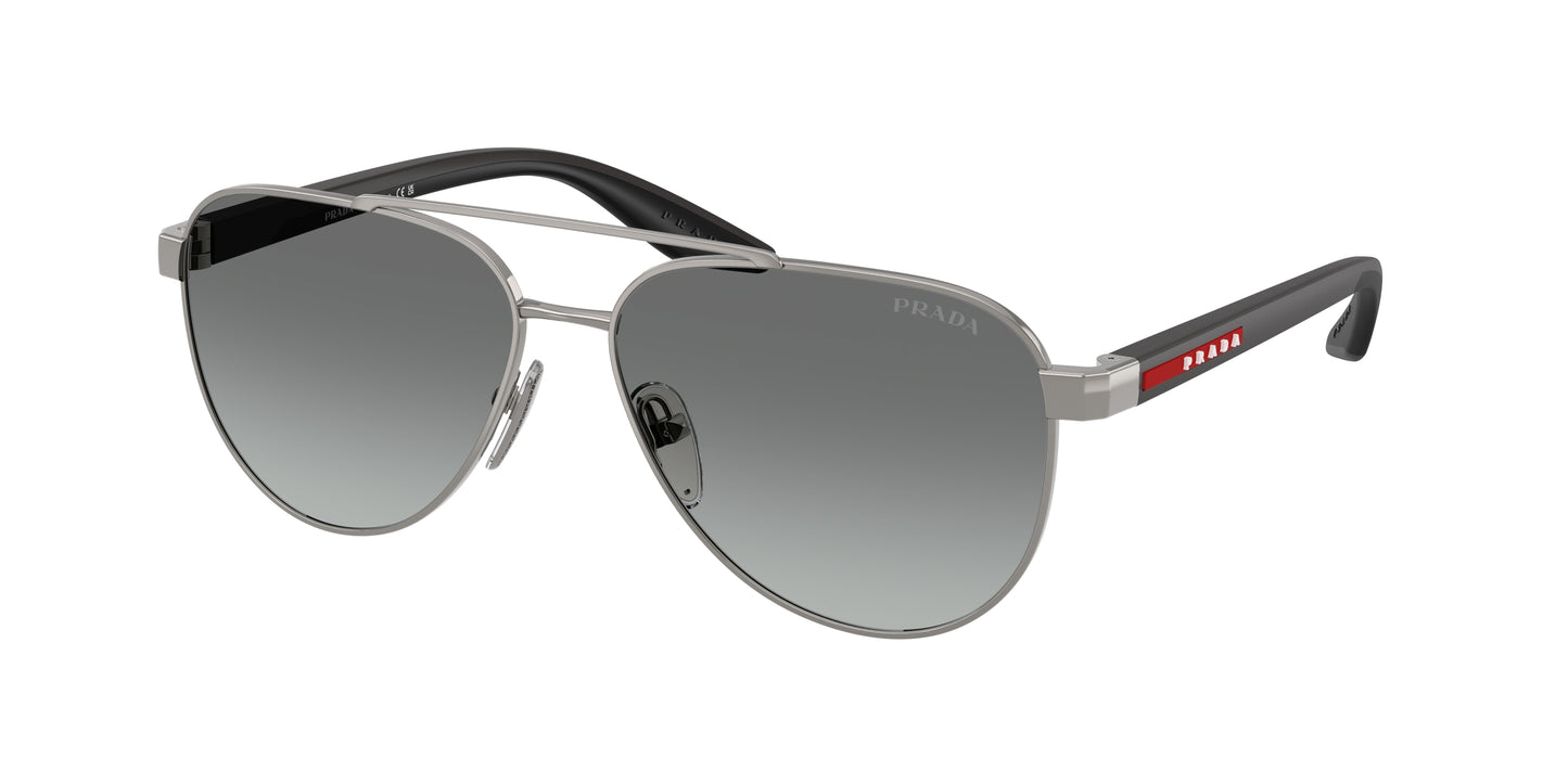 Prada Linea Rossa PSA52S Pilot Sunglasses  5AV3M1-Gunmetal 58-145-14 - Color Map Grey