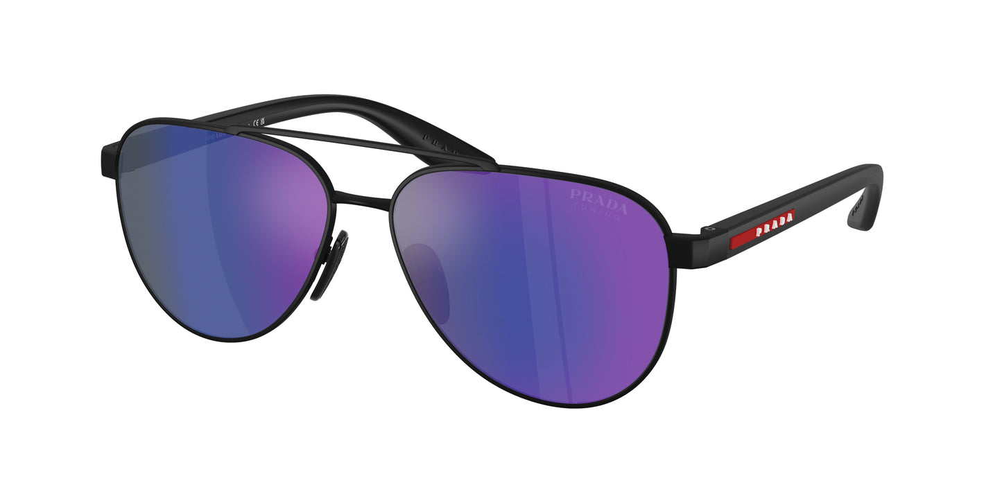 Prada Linea Rossa PSA52S Pilot Sunglasses  DG005U-Black Rubber 58-145-14 - Color Map Black