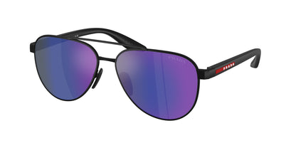 Prada Linea Rossa PSA52S Pilot Sunglasses  DG005U-Black Rubber 58-145-14 - Color Map Black