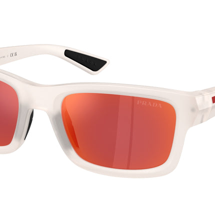 Prada Linea Rossa PSB10SF Irregular Sunglasses  28M90Z-Frosted Crystal 54-145-21 - Color Map Transparent