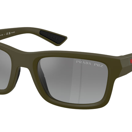 Prada Linea Rossa PSB10S Irregular Sunglasses  15X2F2-Matte Green 54-145-21 - Color Map Green