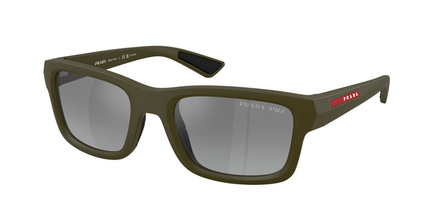 Prada Linea Rossa PSB10S Irregular Sunglasses  15X2F2-Matte Green 54-145-21 - Color Map Green