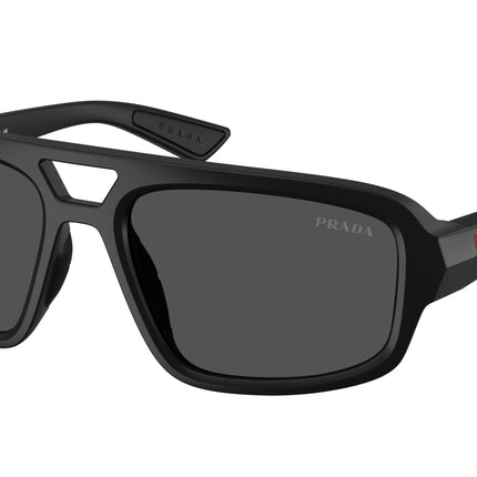 Prada Linea Rossa PSB11SU Irregular Sunglasses  1BO08Z-Matte Black 57-145-18 - Color Map Black