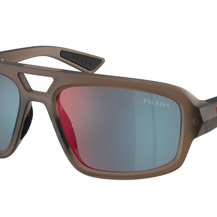Prada Linea Rossa PSB11SU Irregular Sunglasses  29F21A-Frosted Brown 57-145-18 - Color Map Brown